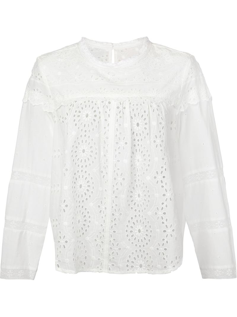 Lyst - Sea Broderie-Anglaise Blouse in White
