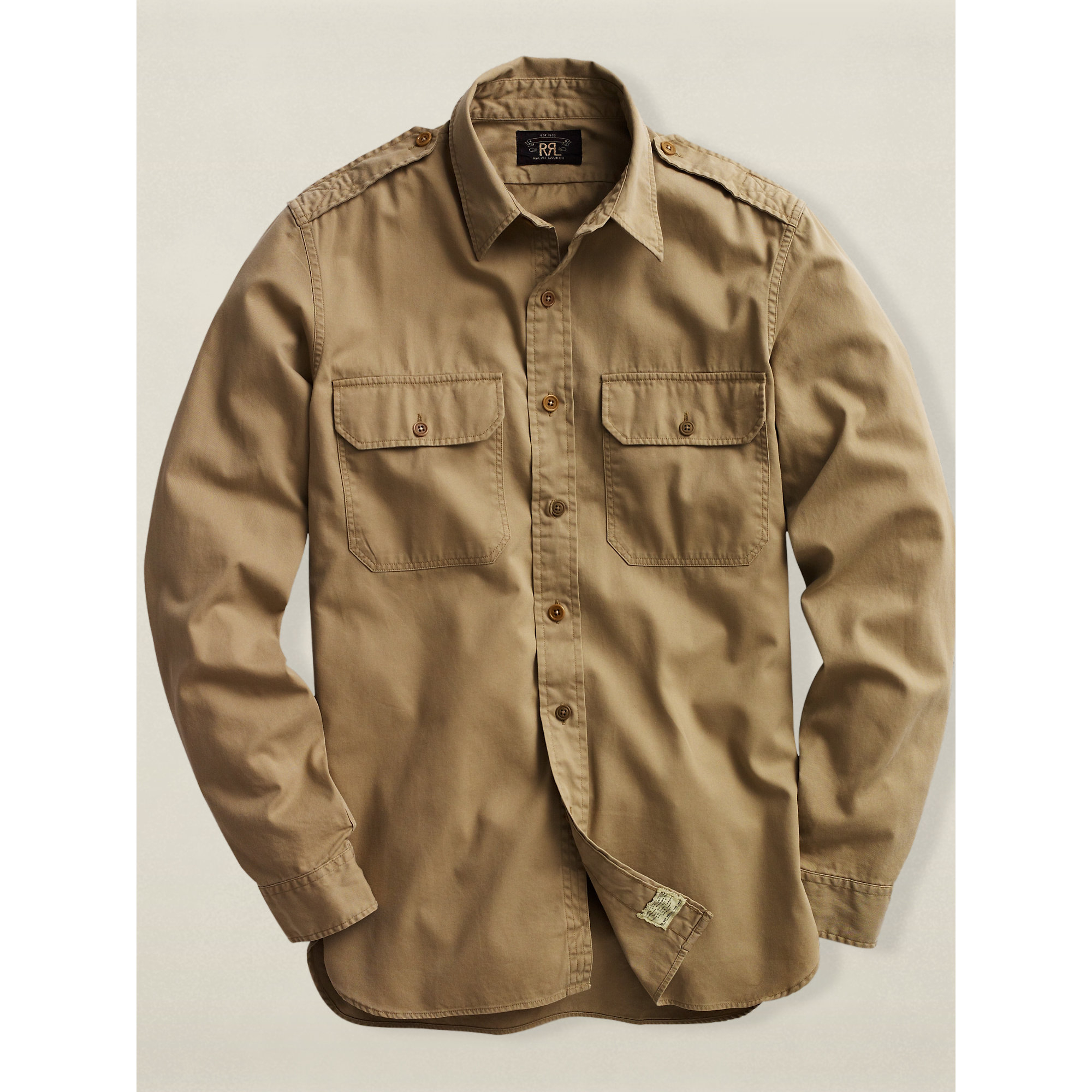 Rrl Twill Military Shirt in Natural for Men | Lyst