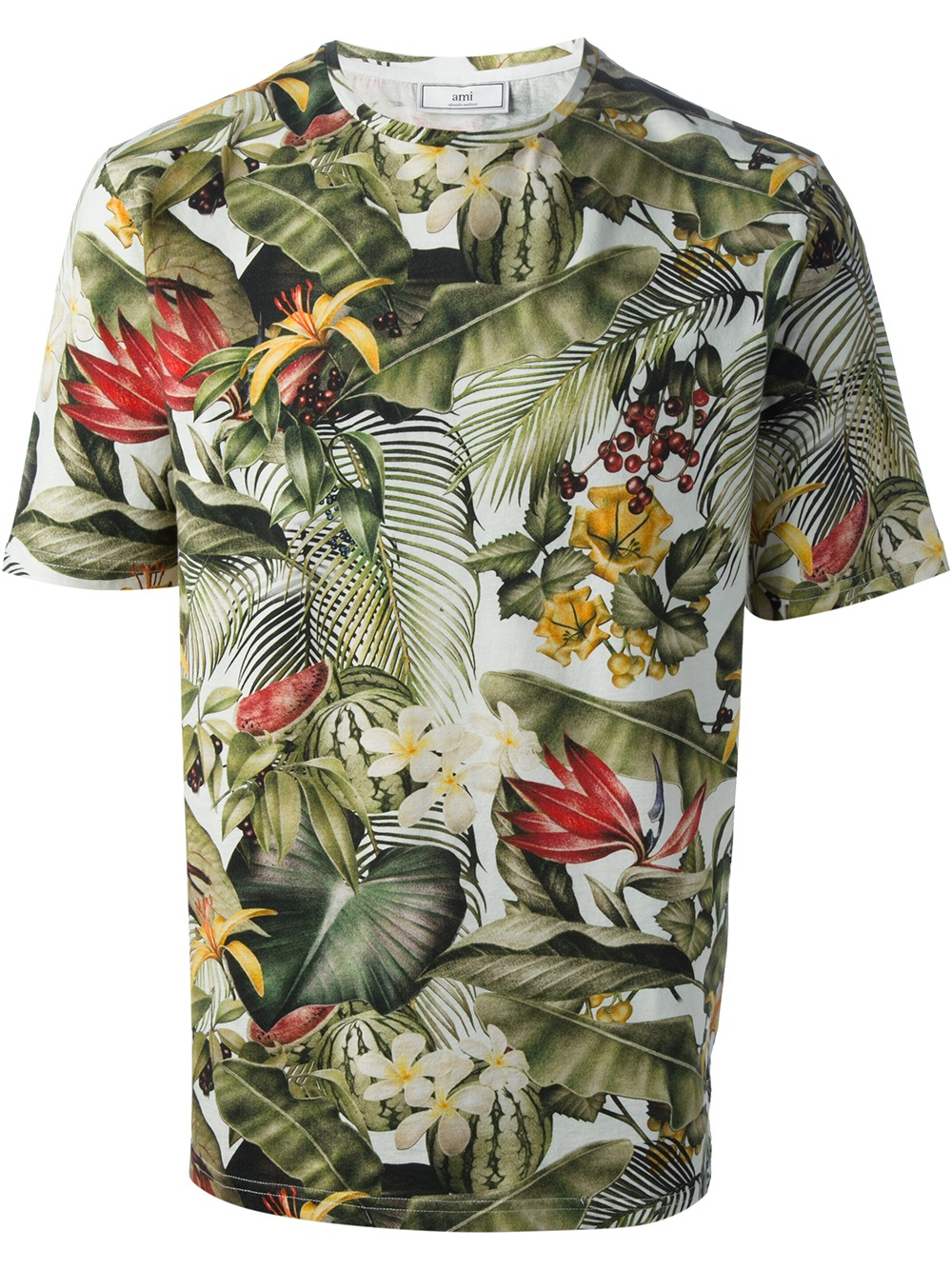 Lyst - Ami Tropical Print Tshirt in White for Men