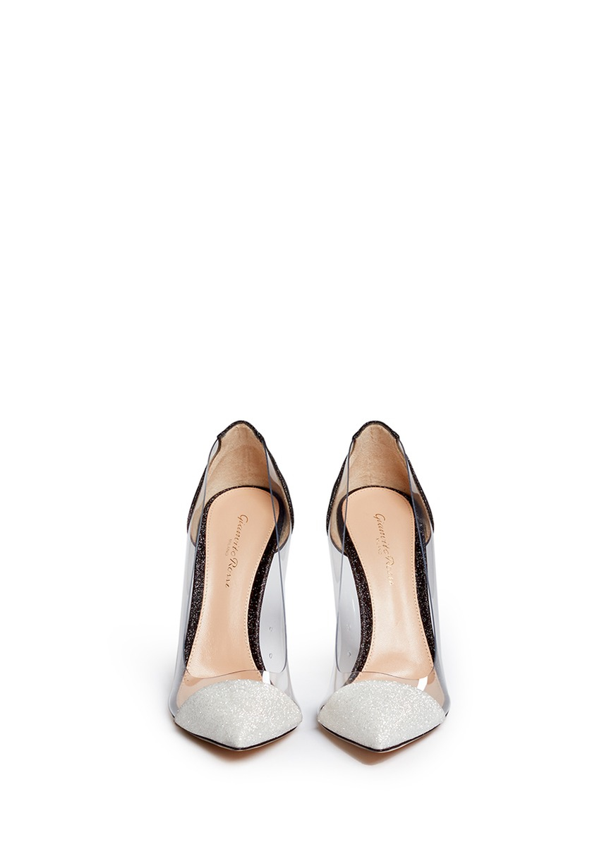 Gianvito rossi 'plexi' Clear Pvc Glitter Pumps in White Lyst