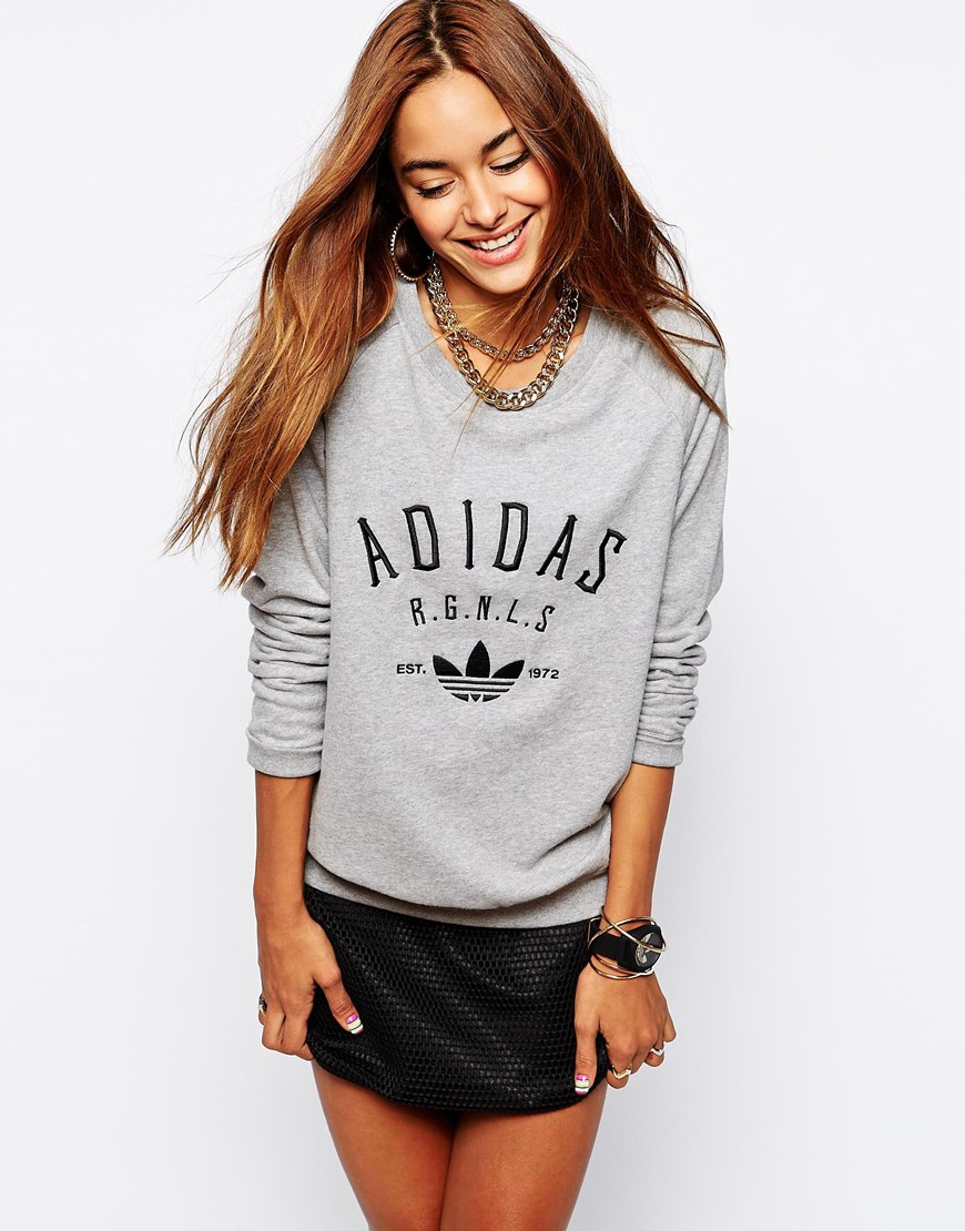 adidas originals cropped sweatshirt with three stripe block logo