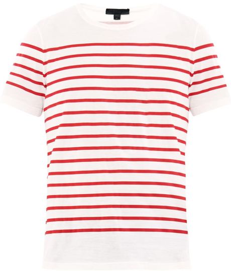 Burberry Prorsum Striped Cotton Tshirt in Red for Men (White) | Lyst