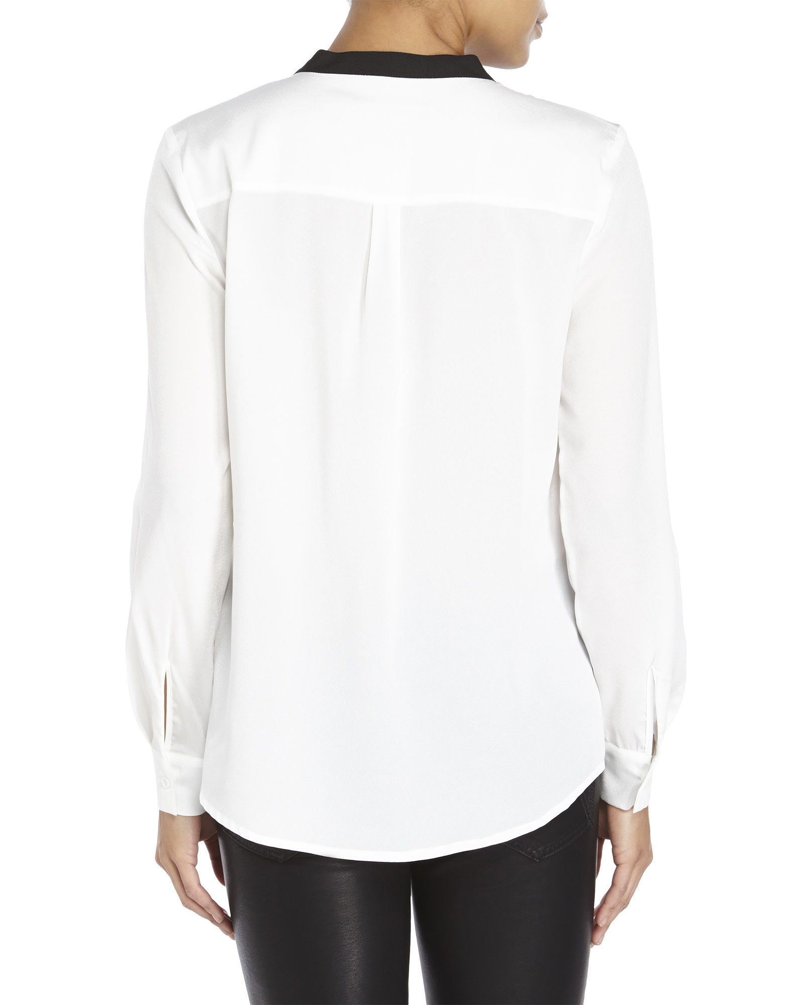 Lyst - Ivanka trump Printed Trim Blouse in White