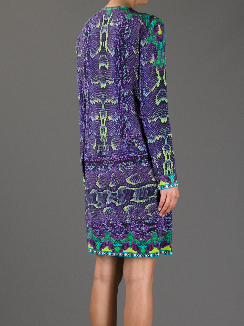 Roberto cavalli Snakeskin Print Dress in Purple (green) | Lyst
