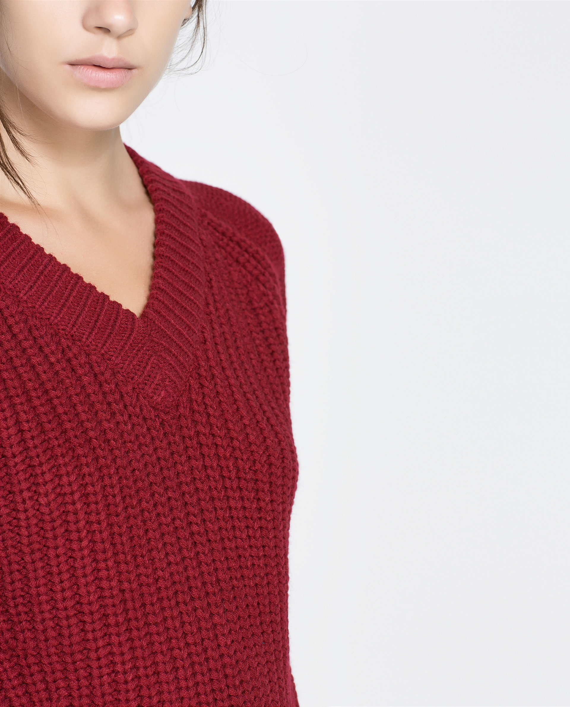 Zara Sweater with Openwork At The Sides in Red Lyst