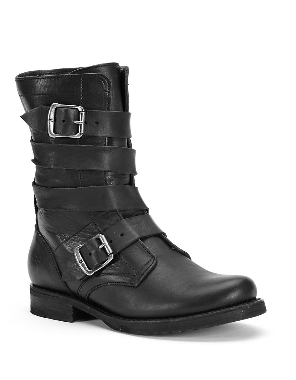 Frye Veronica Tanker Mid-calf Leather Boots in Black | Lyst