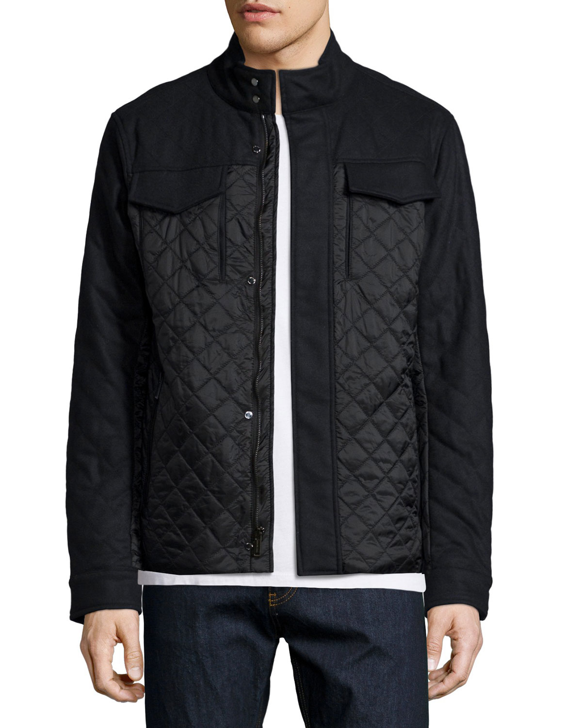 Lyst - Michael Kors Mixed Media Quilted Flannel Jacket in Black for Men