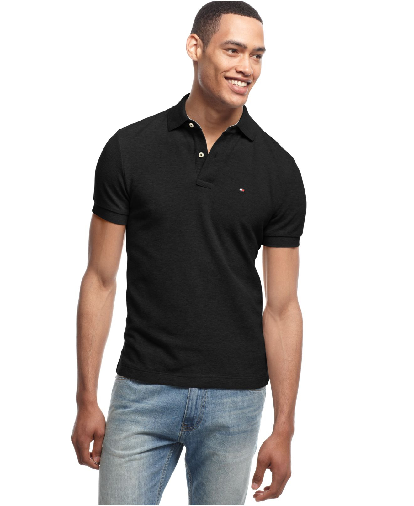 Lyst - Tommy Hilfiger Custom Fit Ivy Polo in Black for Men