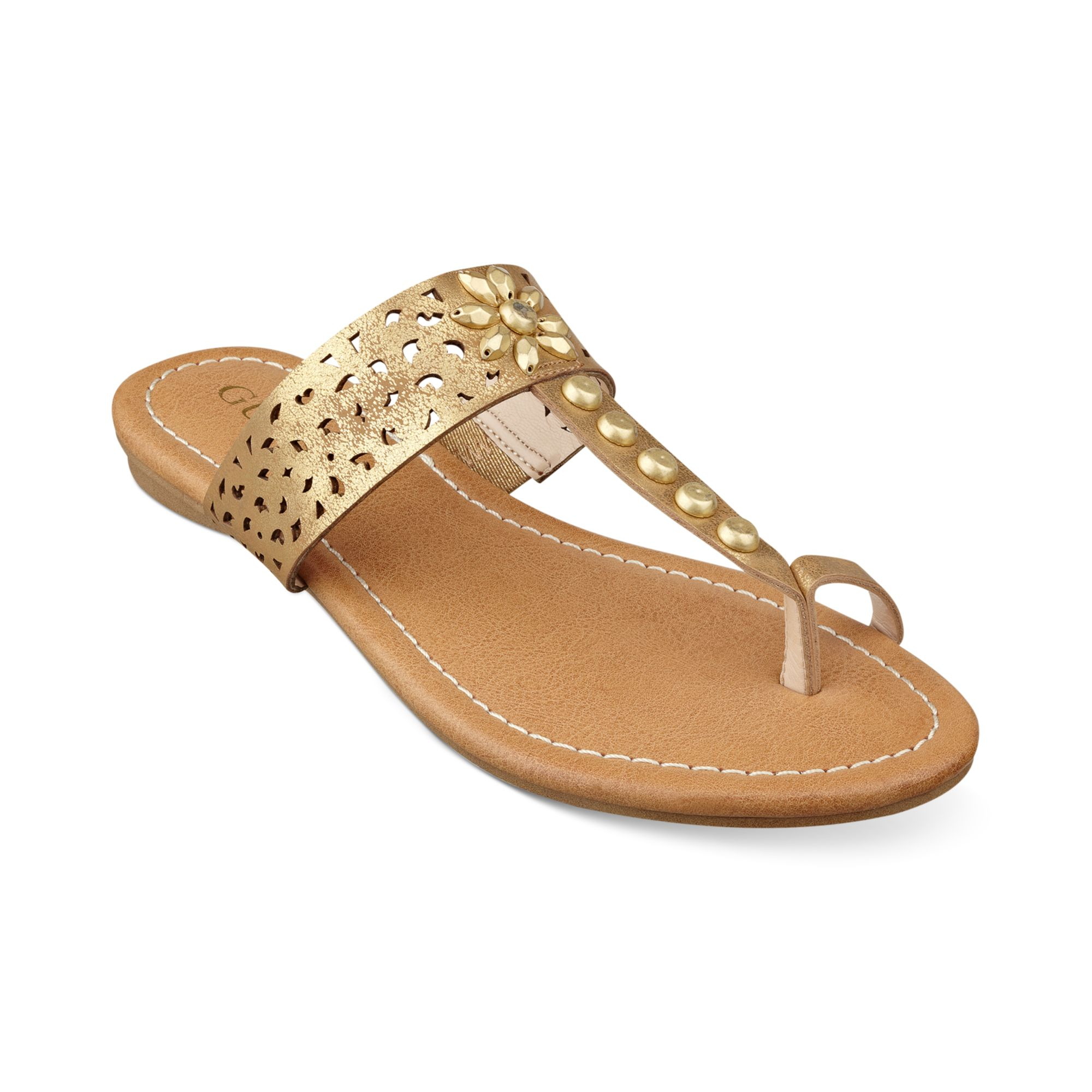 Lyst - Guess Gaiana Toe Ring Flat Sandals in Metallic