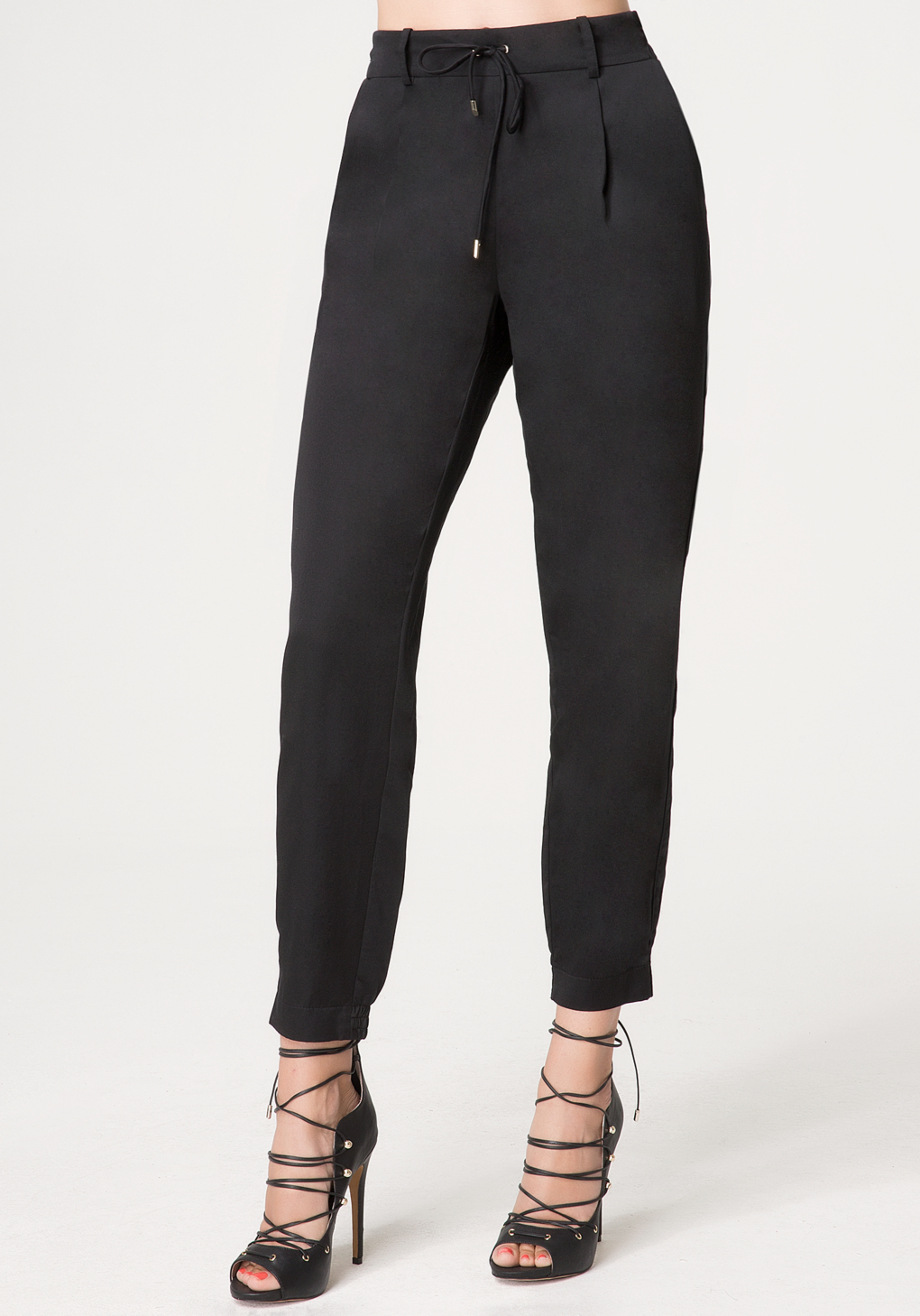 Lyst - Bebe Silk Jogger Pants in Black