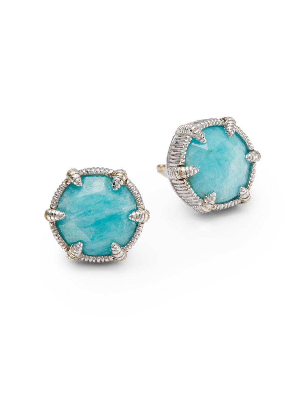Judith Ripka Eclipse Amazonite Stud Earrings in Blue (silver aqua) | Lyst