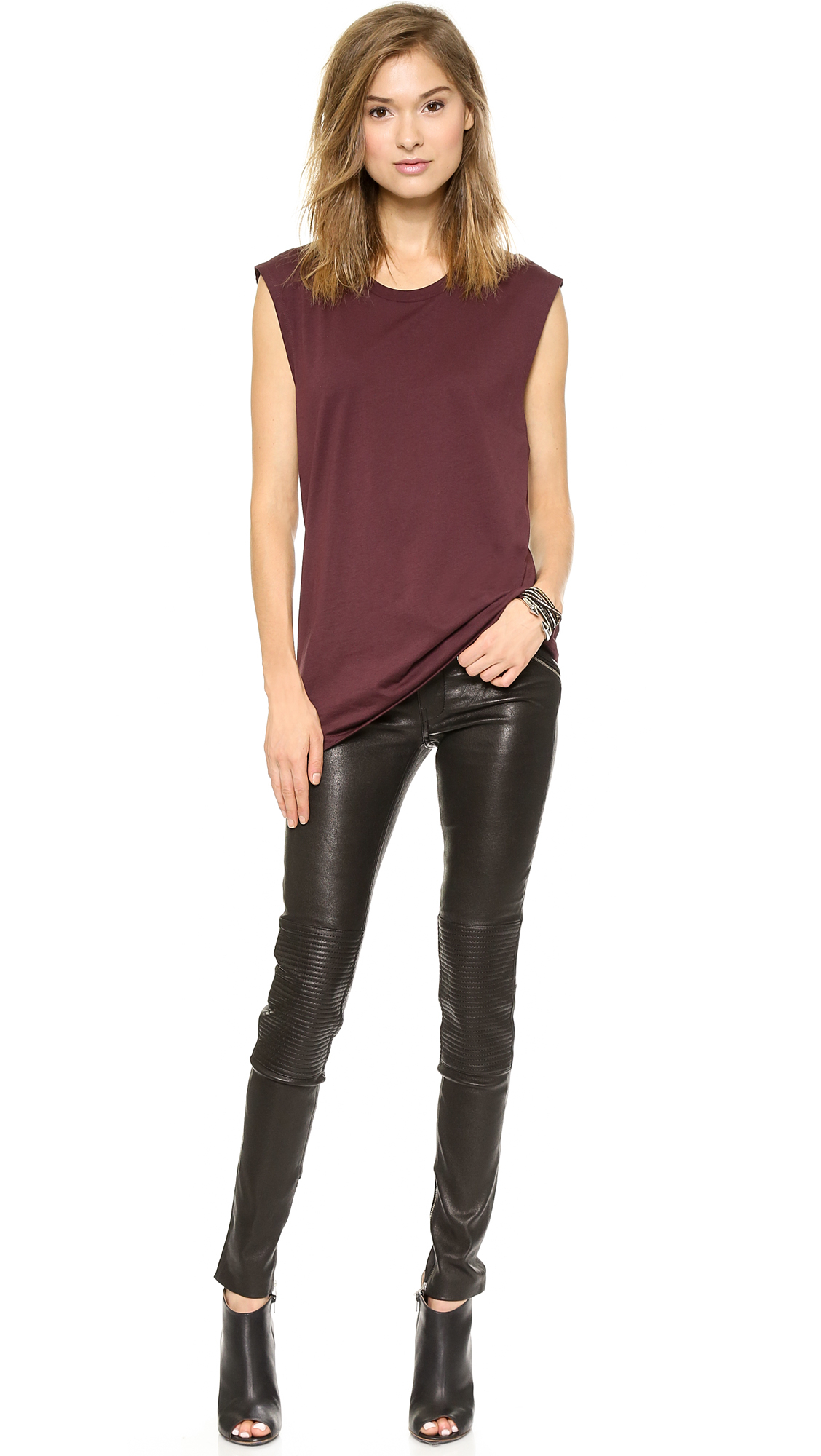 Lyst Blk Dnm Bikerstyle Leather Trousers in Black