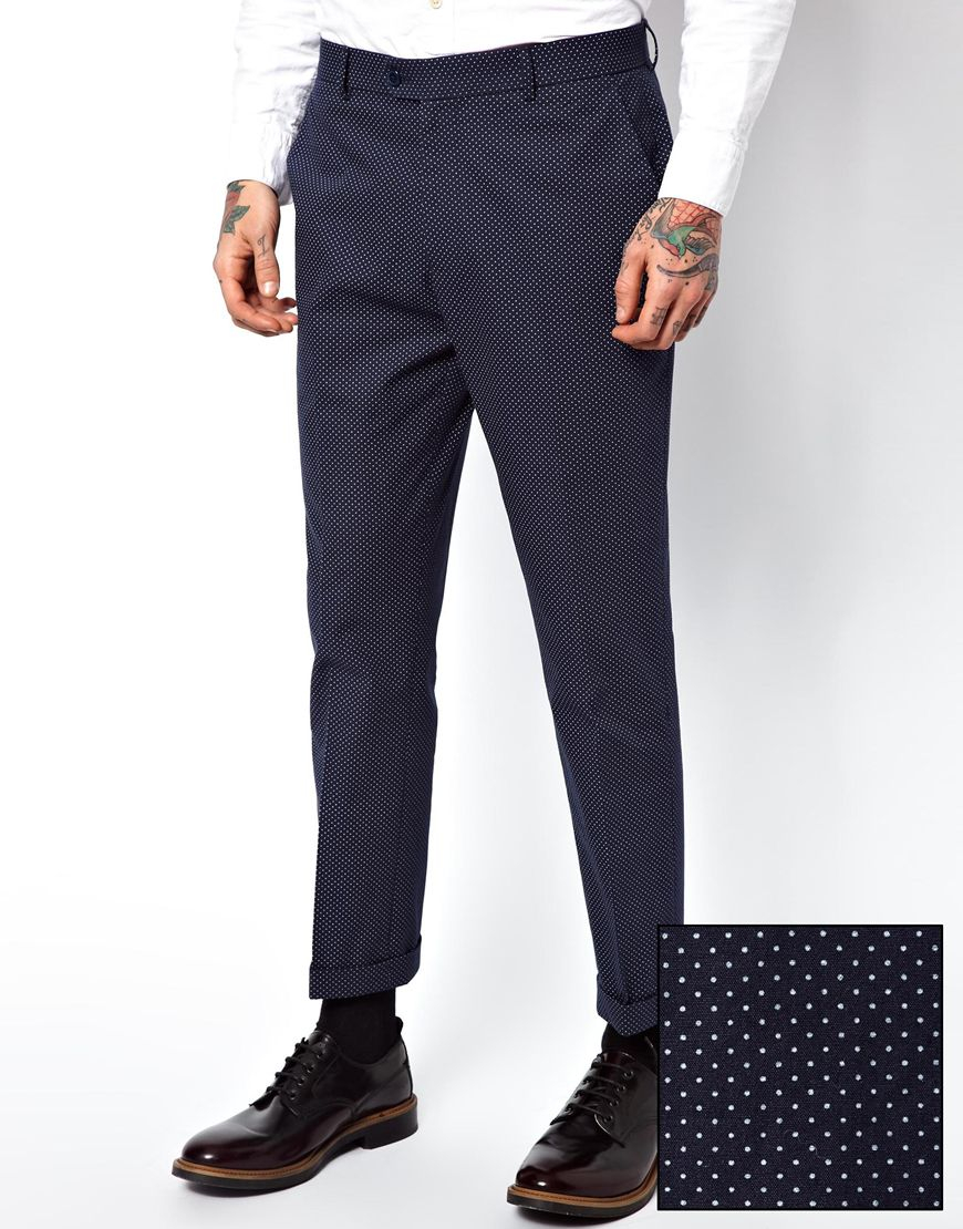 Asos Slim Fit Ankle Grazer Trouser in Blue for Men (Navy) | Lyst