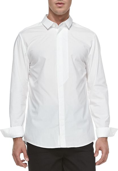 Alexander Wang Poplin Fly-Front Shirt in White | Lyst