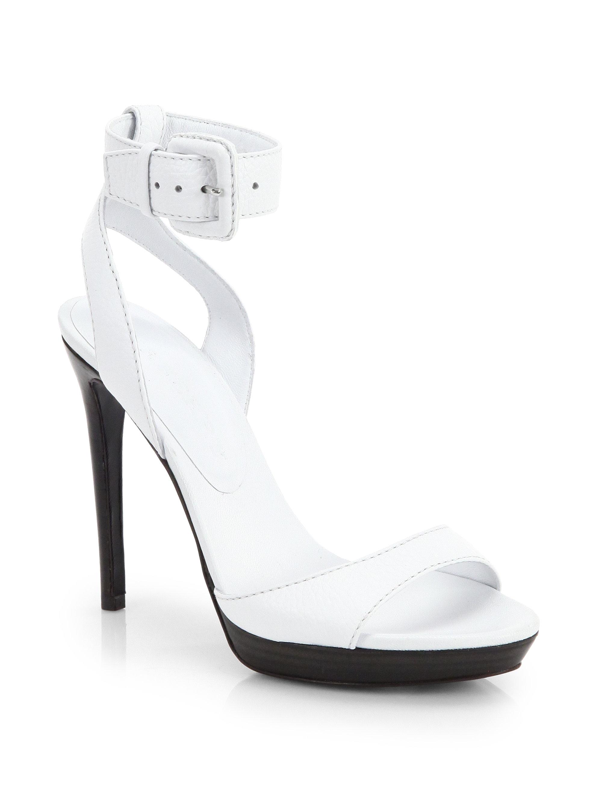 Burberry Alderney Leather High-heel Sandals in White (OFF WHITE) | Lyst