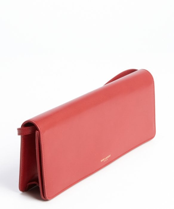 Saint laurent Red Leather Convertible Clutch Bag in Red | Lyst