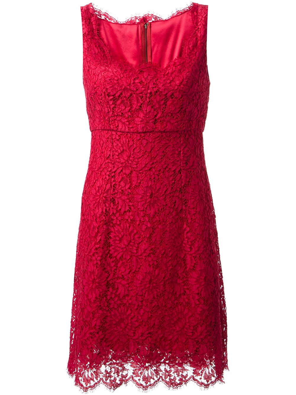 Dolce & Gabbana Floral Lace Sleeveless Dress in Red | Lyst