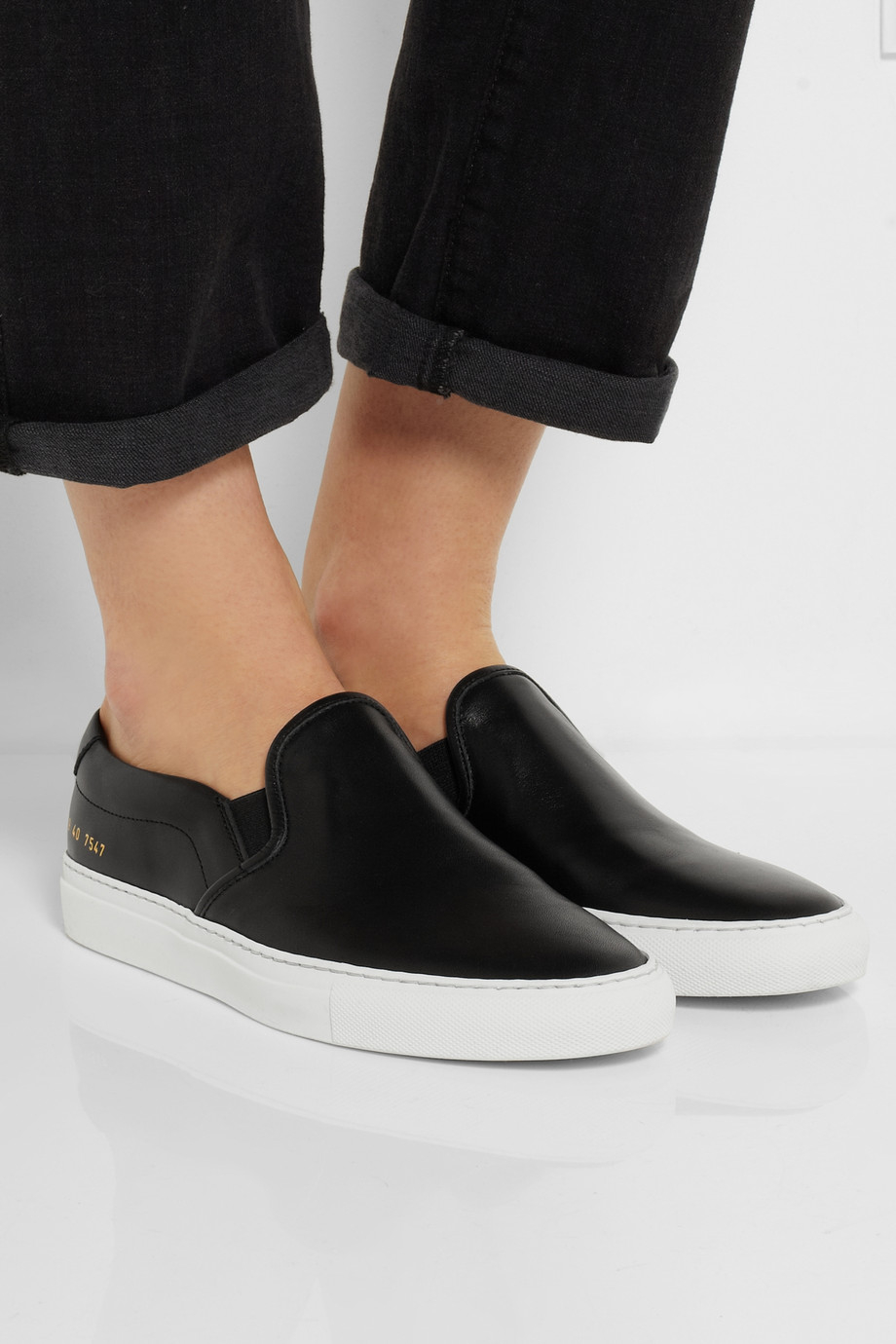 Lyst - Common Projects Leather Slip-On Sneakers in Black