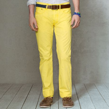 Polo Ralph Lauren Slimfit Fivepocket Pant in Yellow for Men | Lyst