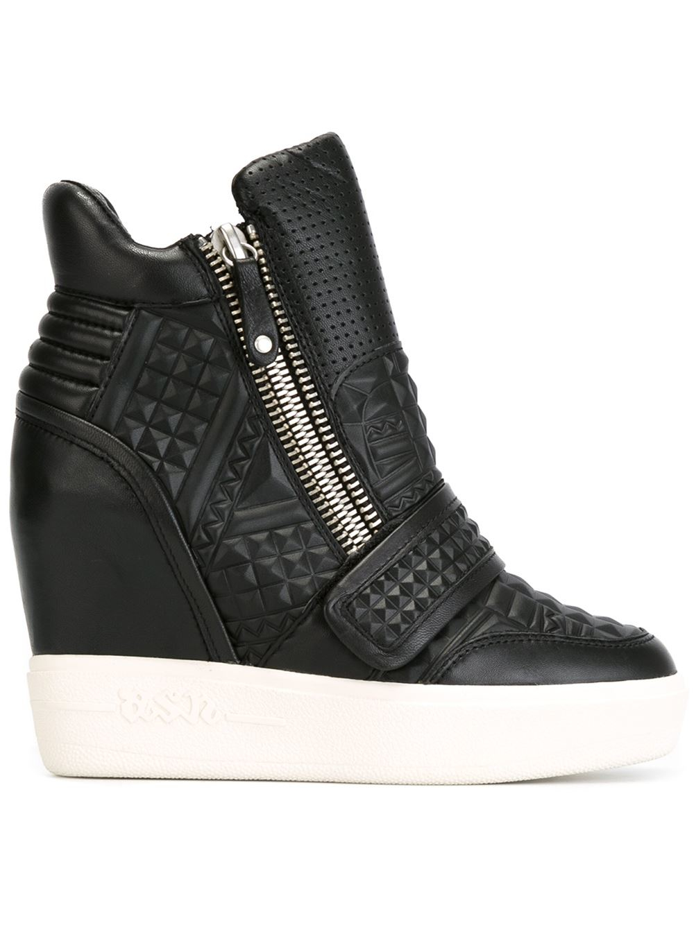 black wedge sneakers with laces