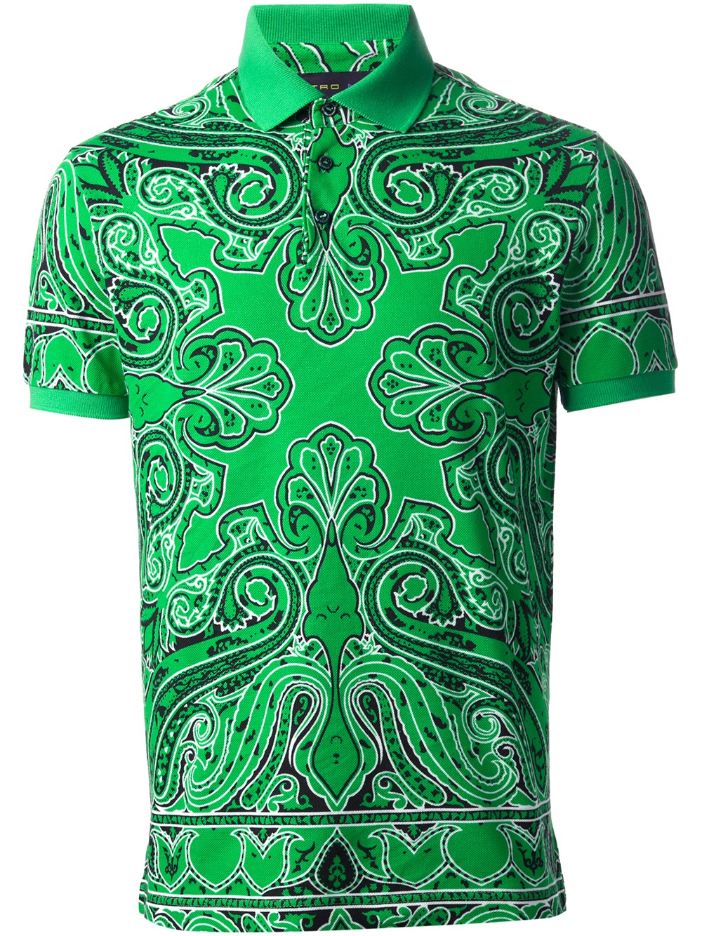 Lyst - Etro Paisley Print Polo Shirt in Green for Men