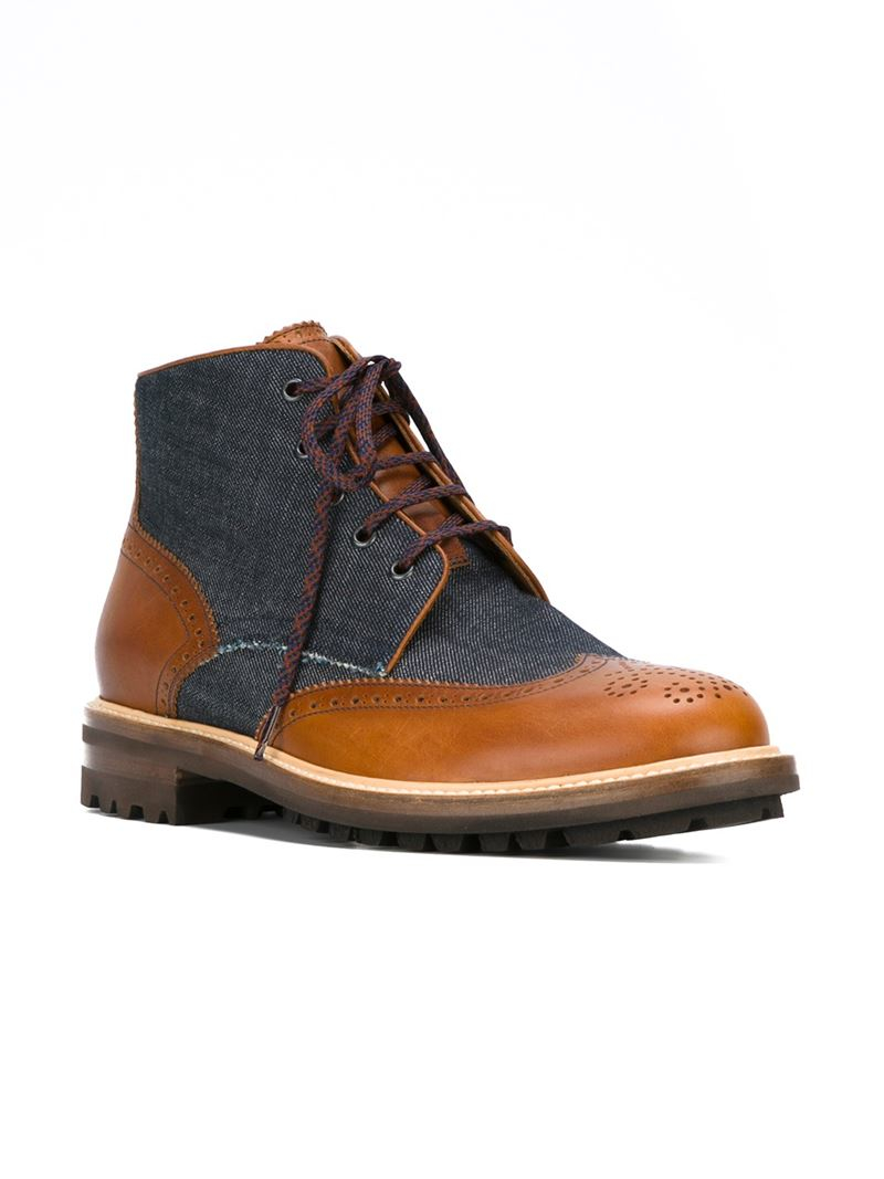 Lyst - Dsquared² Denim Panel Boots in Blue for Men