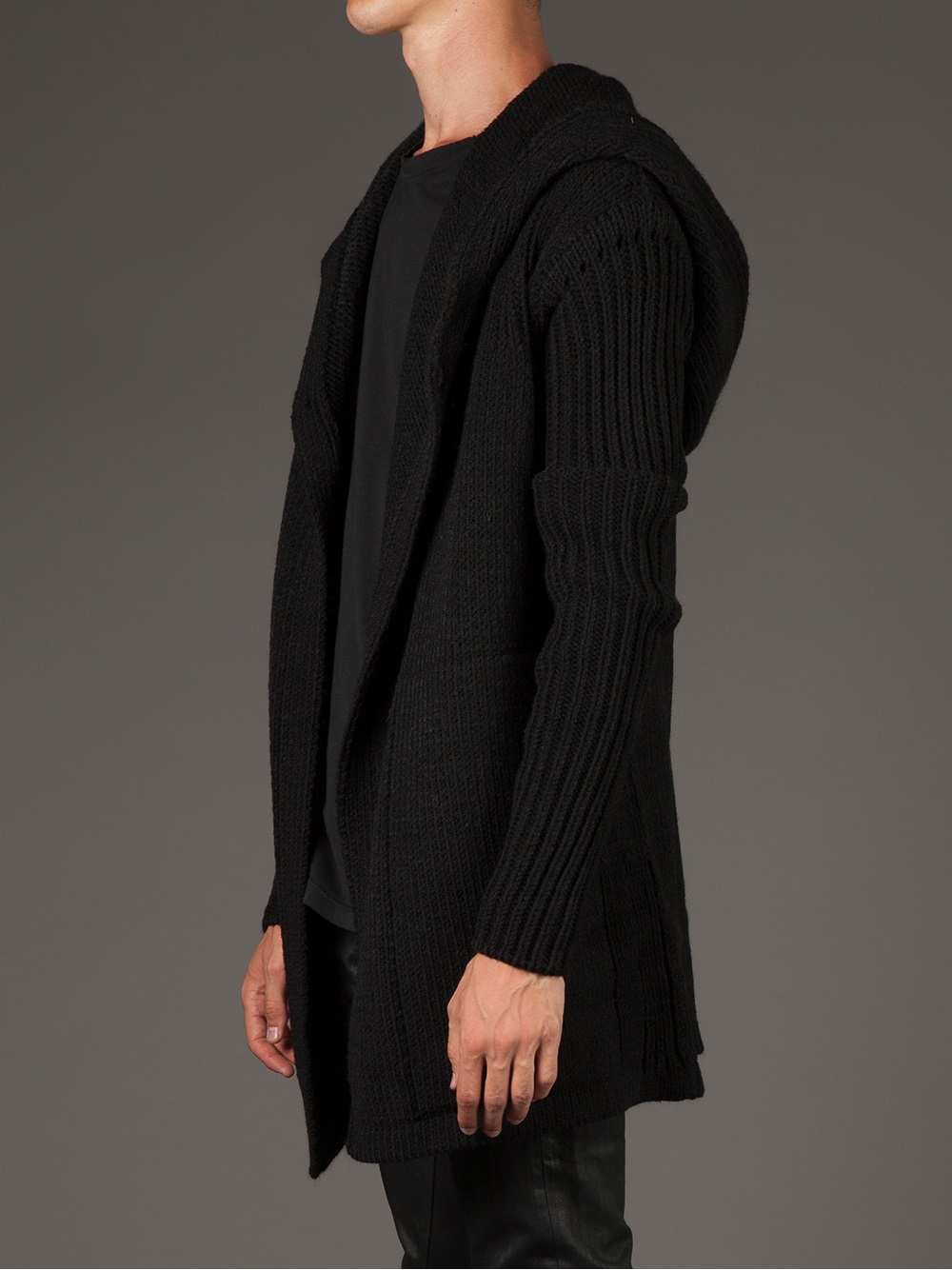 male hooded cardigan