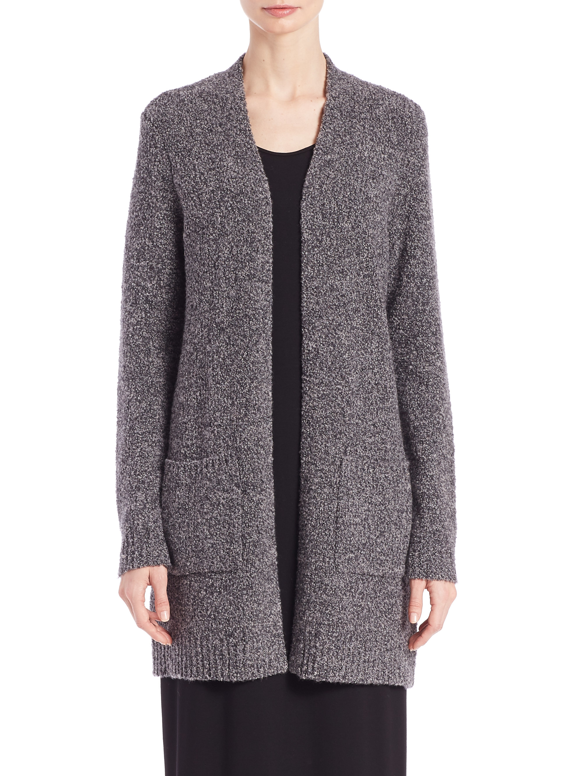 Eileen fisher Merino Wool-blend Long Cardigan in Gray | Lyst