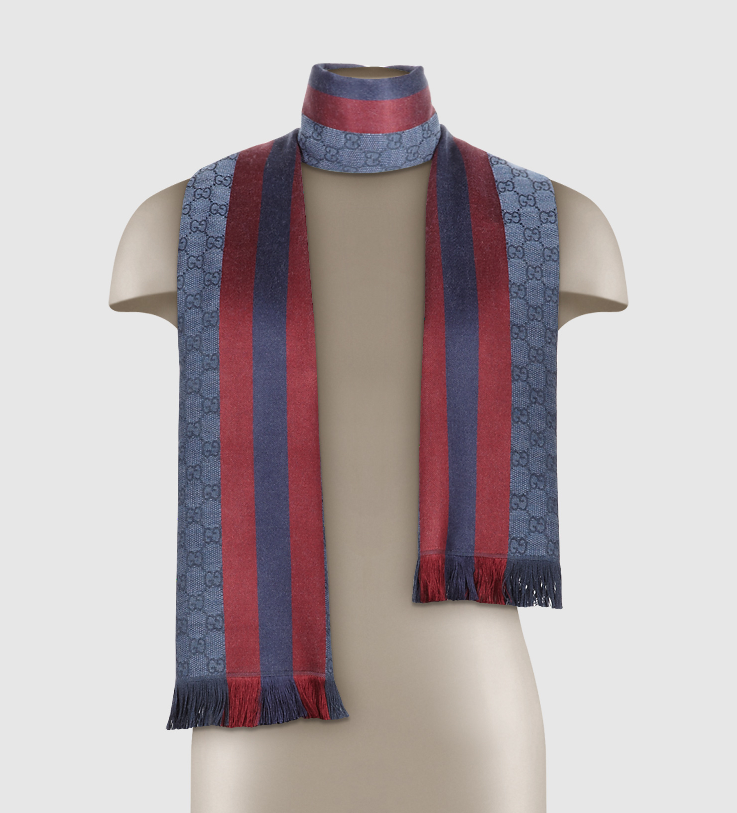 Gucci Blue Gg Jacquard Web Knit Scarf Lyst