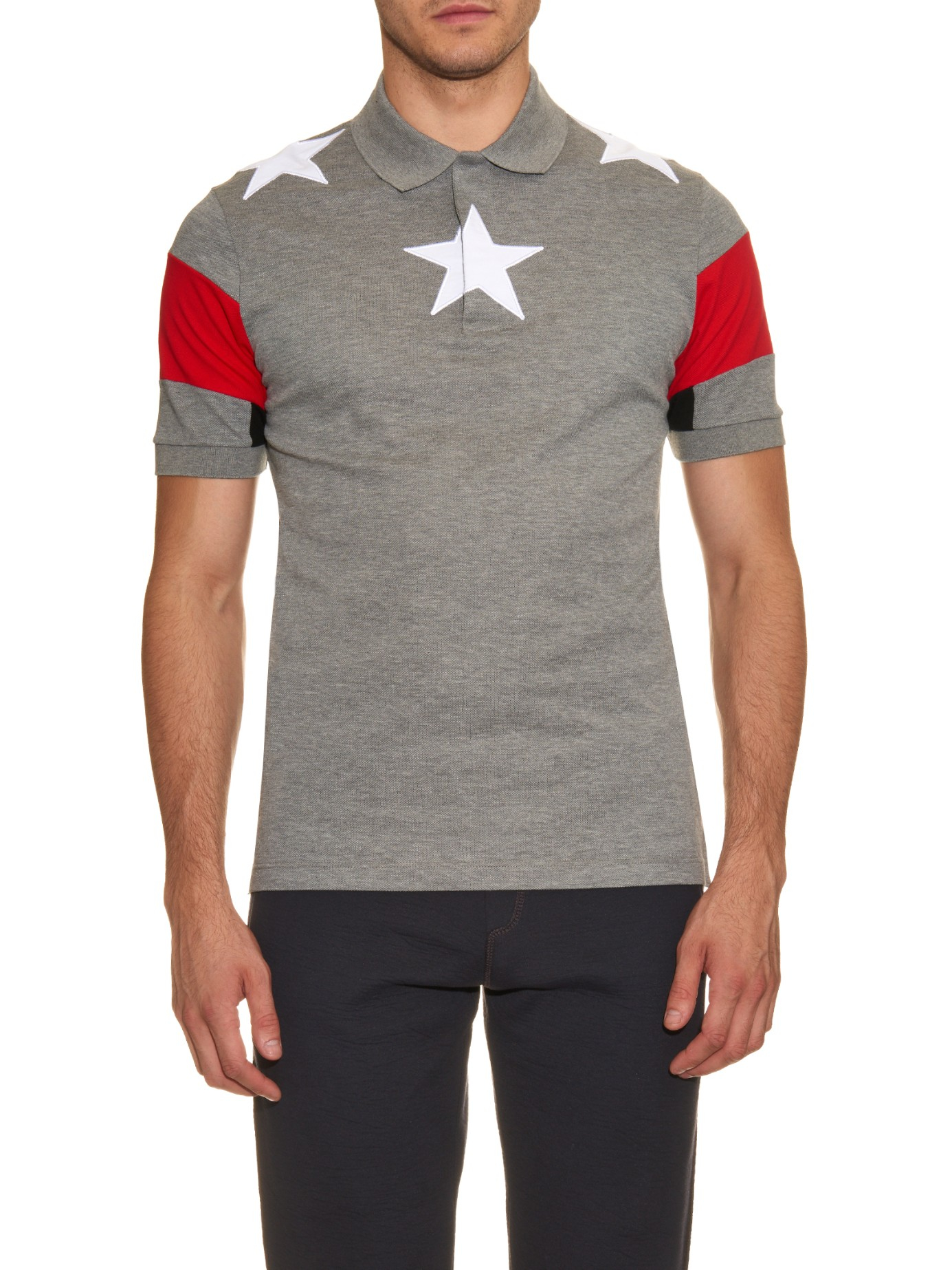 Lyst - Givenchy Cuban-Fit Star-Embroidered Polo Shirt in Gray for Men