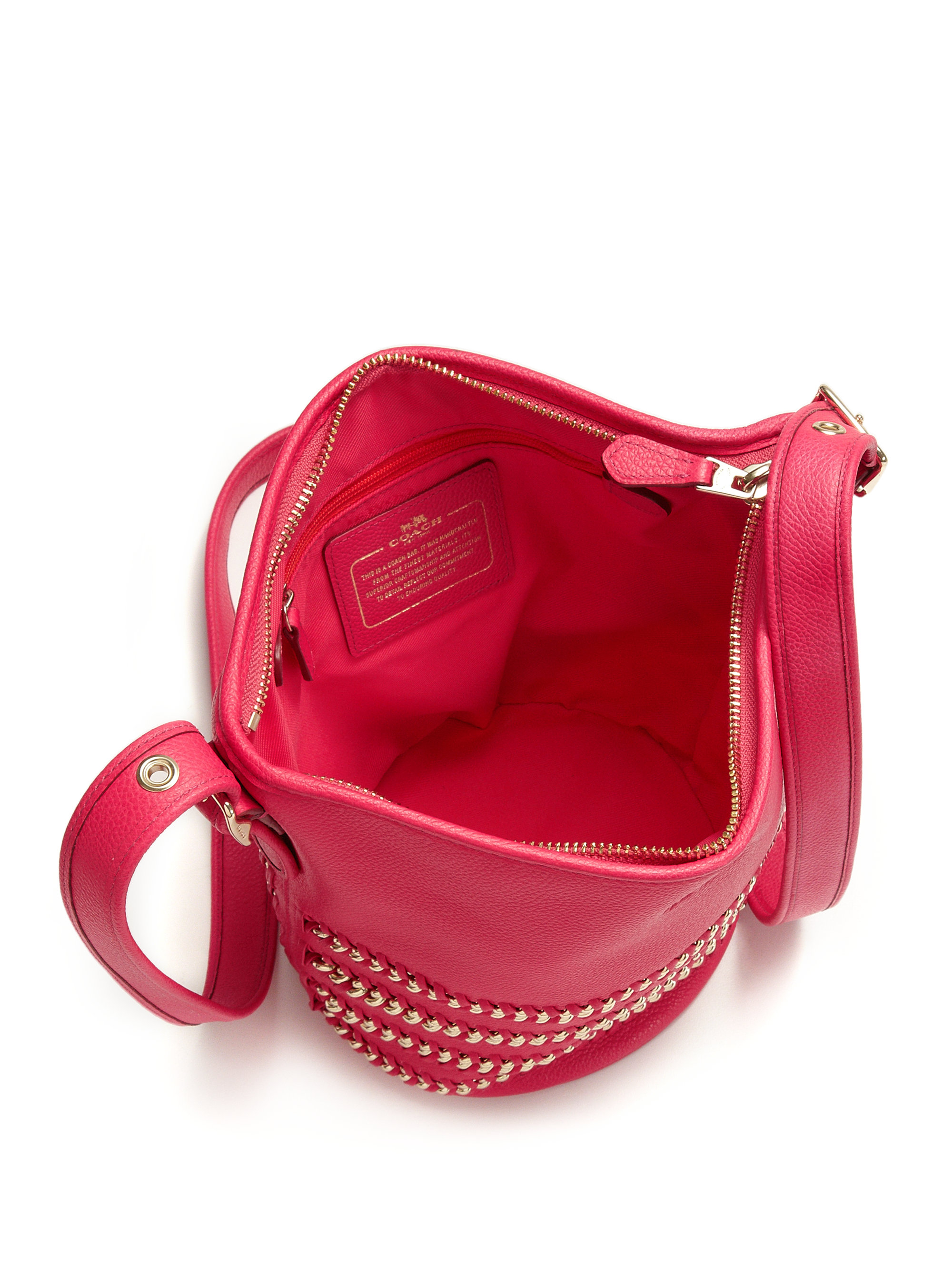 Lyst - Coach Mini Whipstitched & Chain-accented Crossbody Bag in Pink