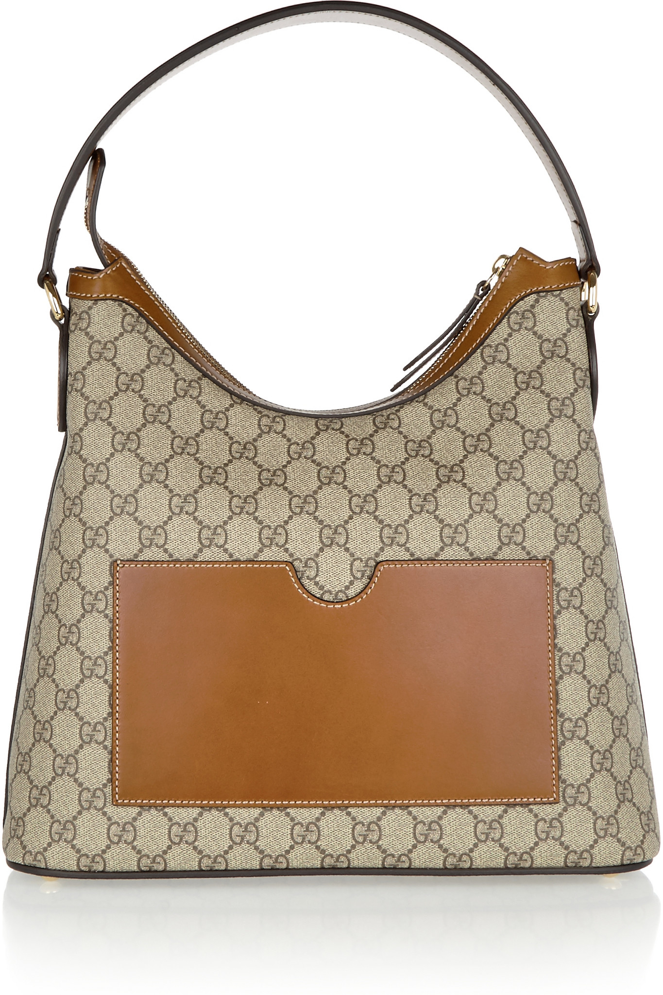 Gucci Linea A Hobo Leather-trimmed Coated-canvas Shoulder Bag in Multicolor (tan) | Lyst