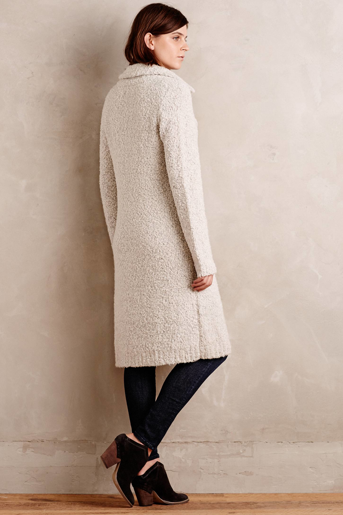 Moth Boucle Sweater Coat in White | Lyst