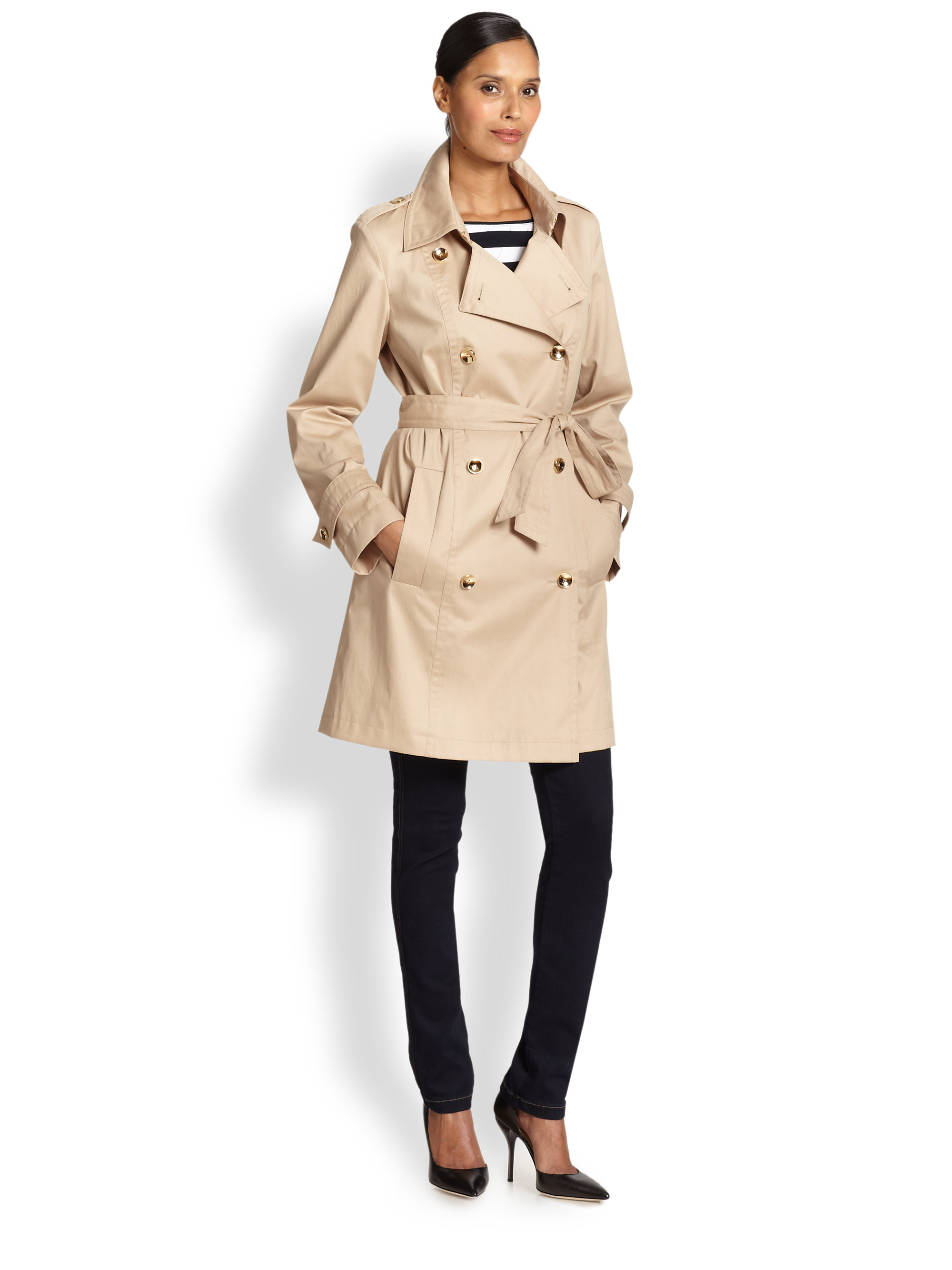 Escada Belted Trenchcoat in Natural | Lyst