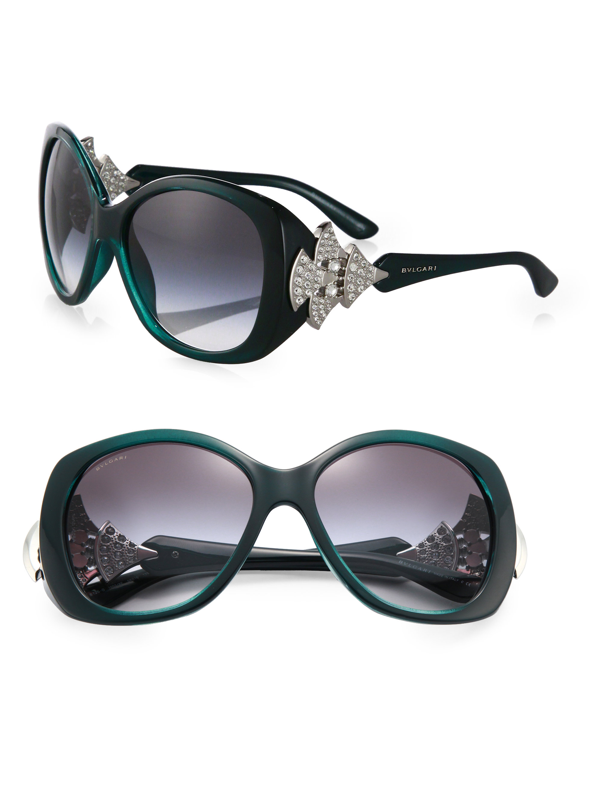 Bvlgari Oversized Square Embellished Sunglasses in Green Lyst