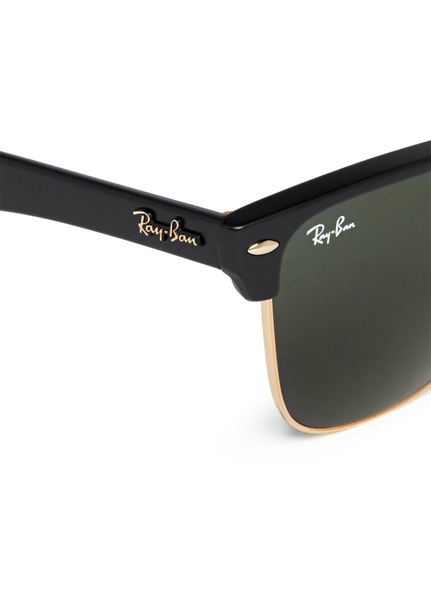 Lyst Ray Ban Clubmaster Matte Acetate Browline Sunglasses In Black For Men