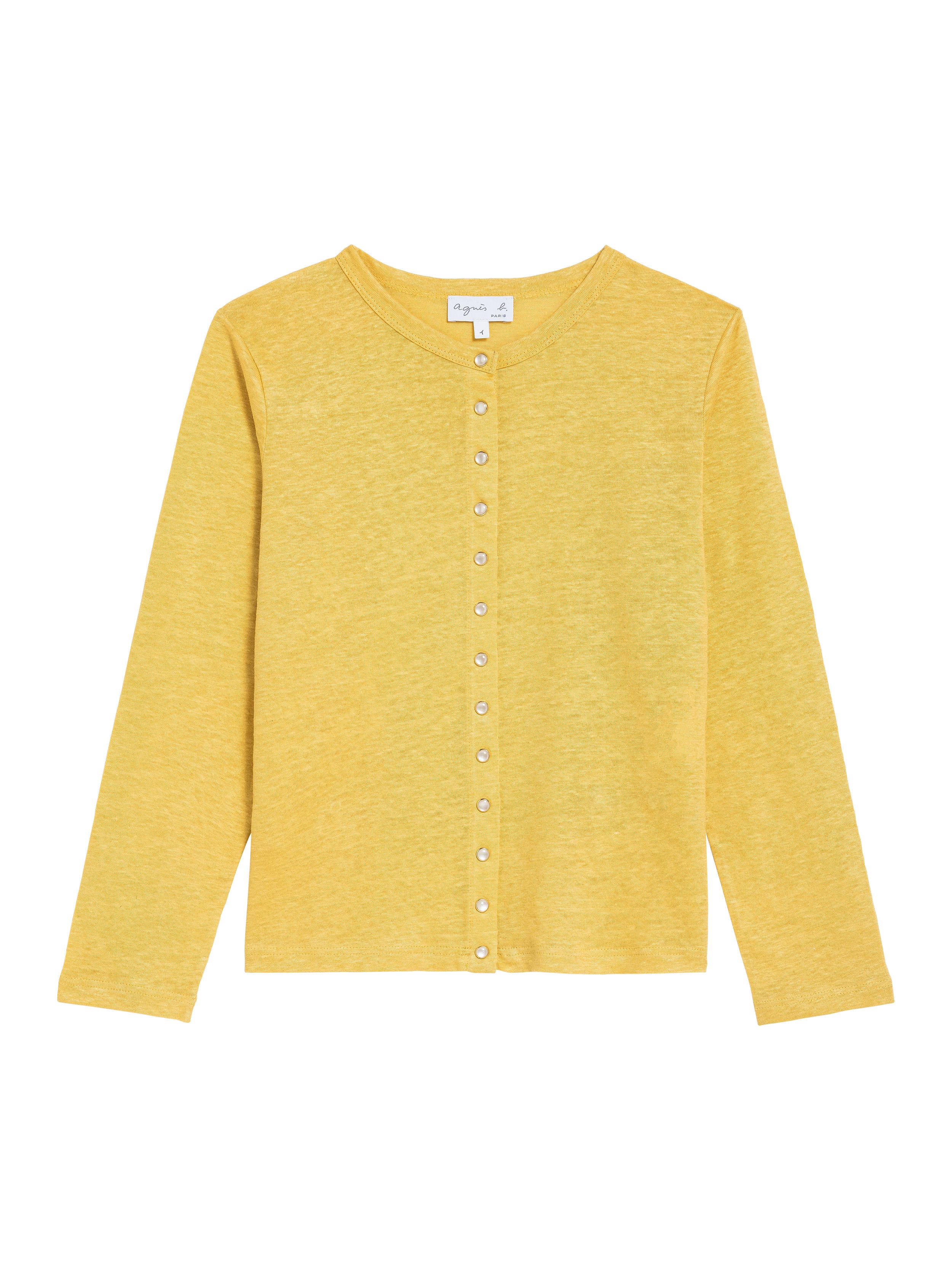 Lyst agn s b Yellow Linen 12  Ans  Snap Cardigan  in Yellow