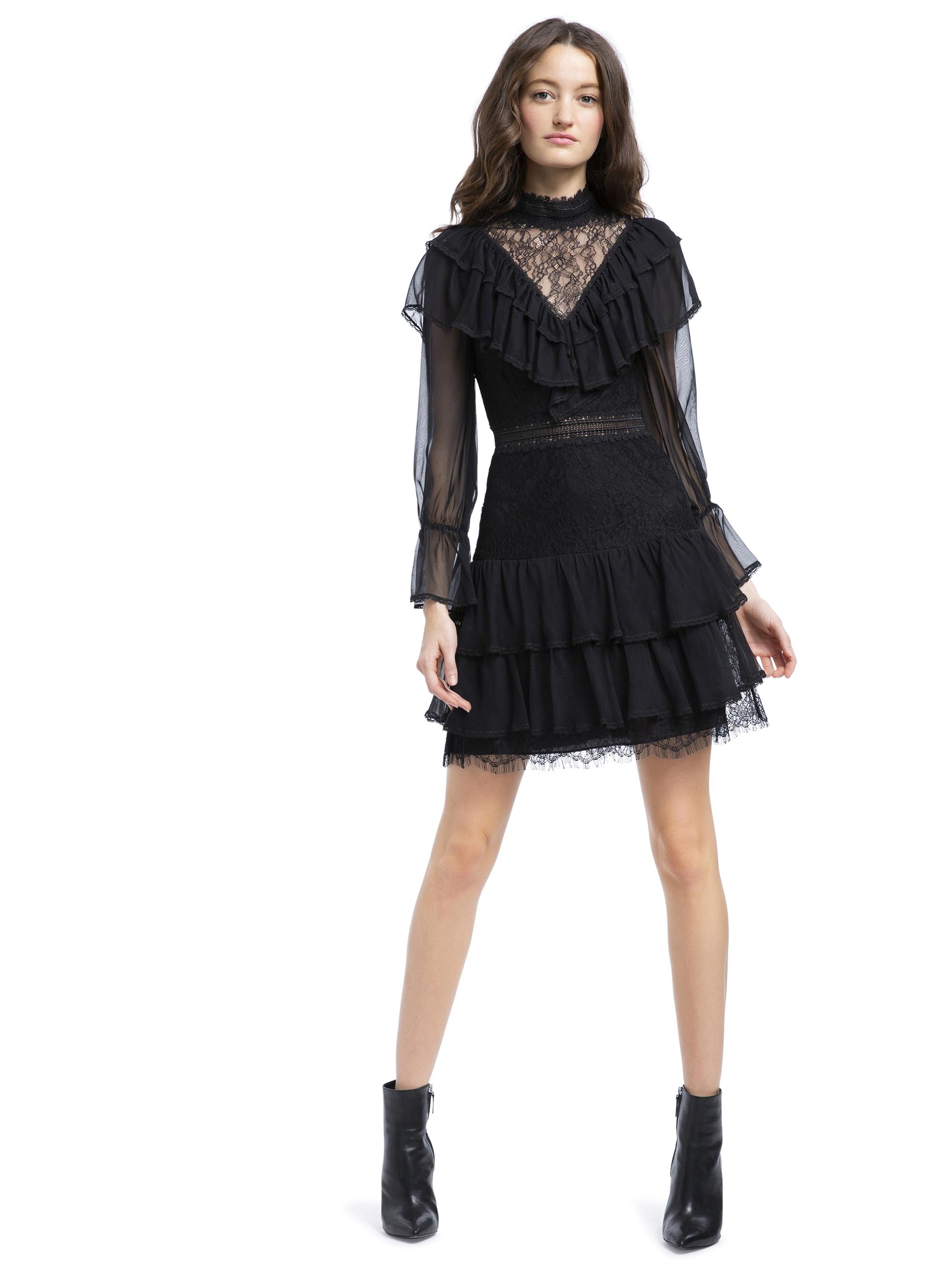 alice and olivia lawson tiered mini dress