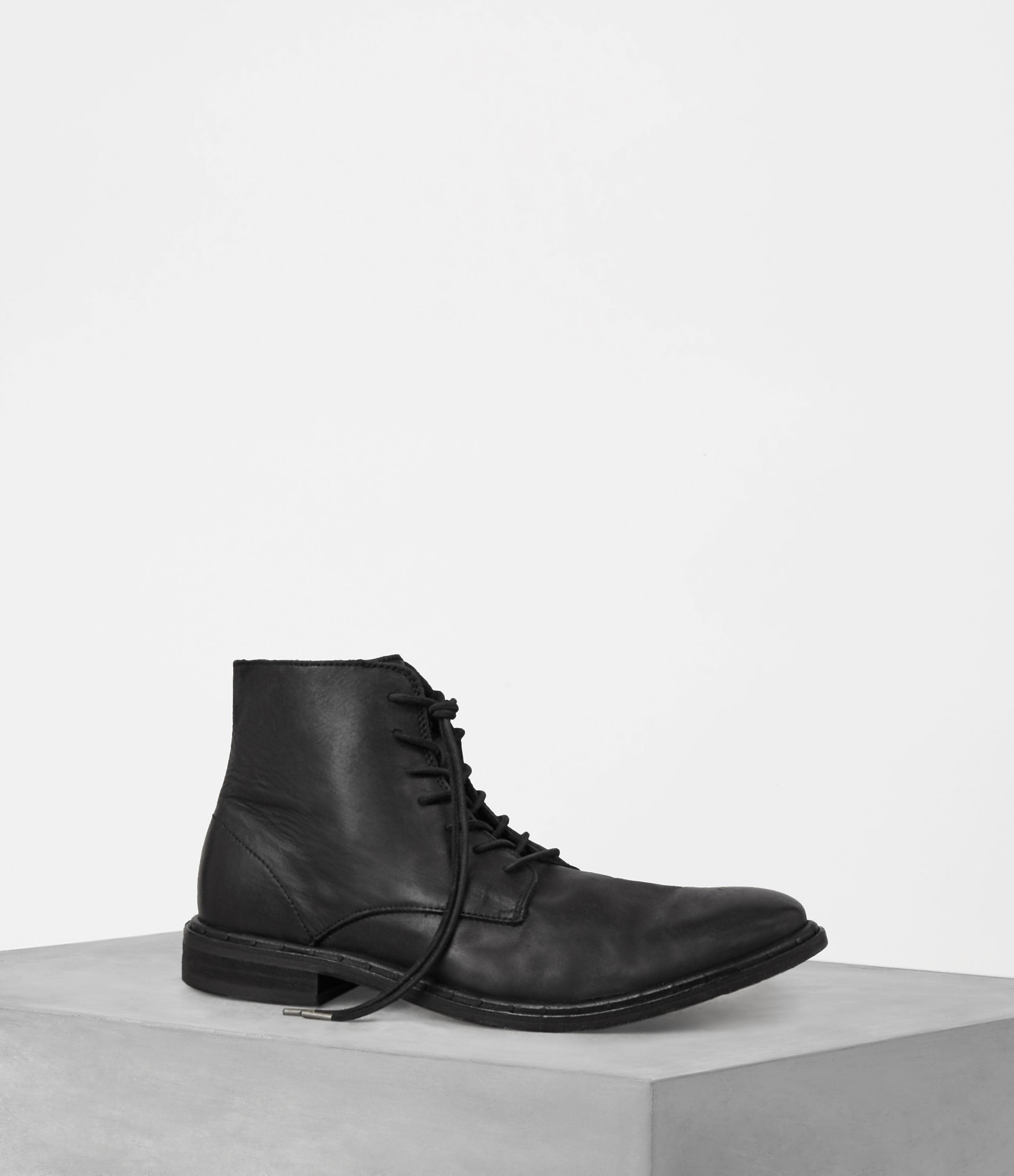 allsaints brigade leather biker boots in black