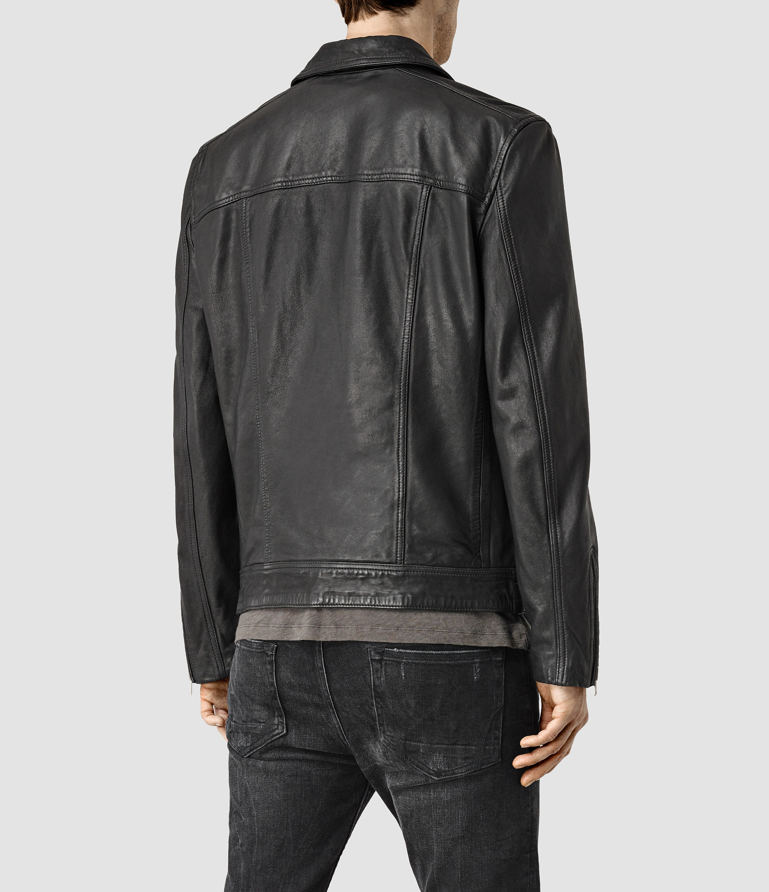 Lyst - Allsaints Clay Leather Biker Jacket in Black for Men