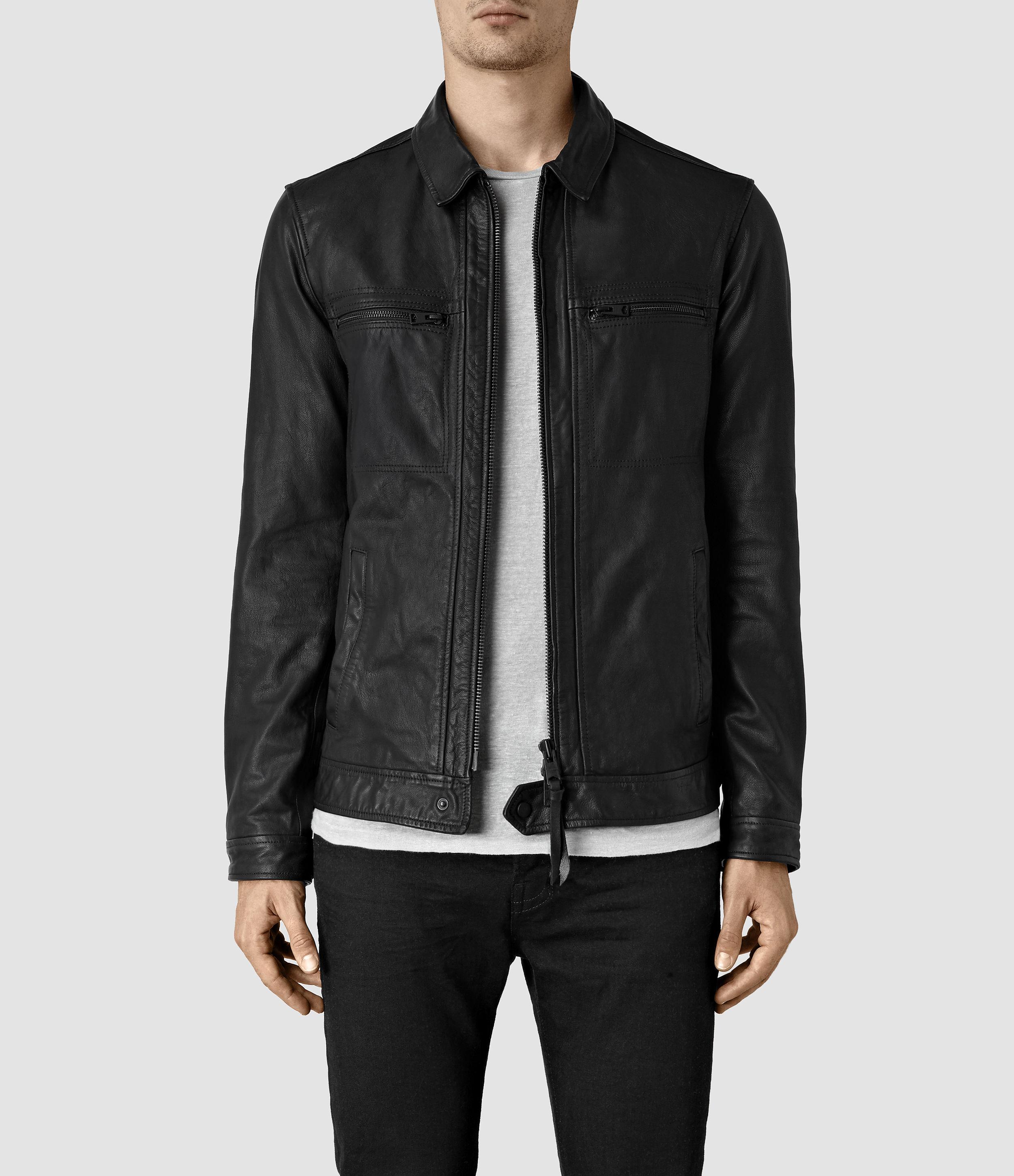 Allsaints Lark Leather Jacket In Black For Men Lyst Allsaints Men S Black Lark Leather Jacket