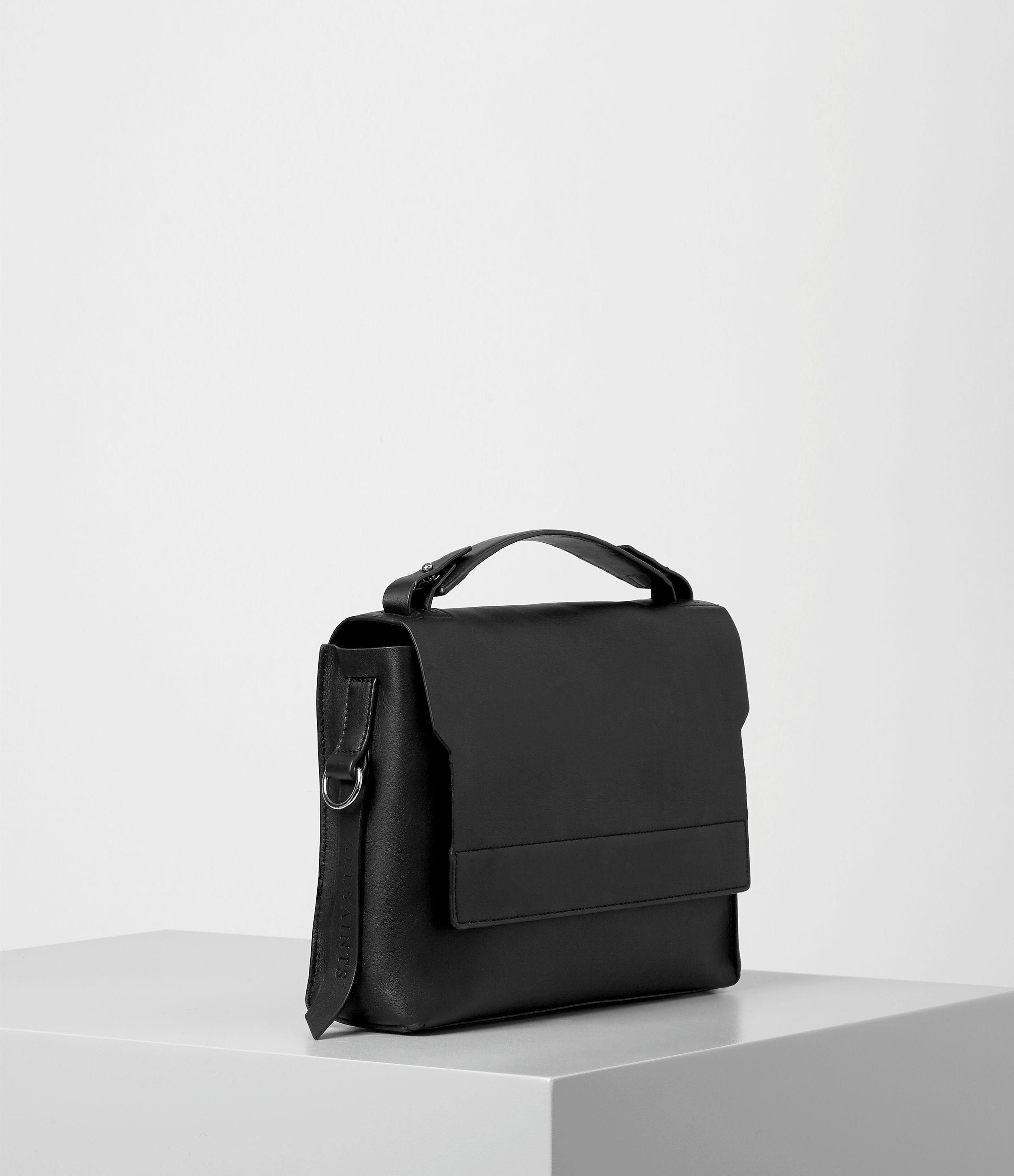 all saints black leather shoulder bag