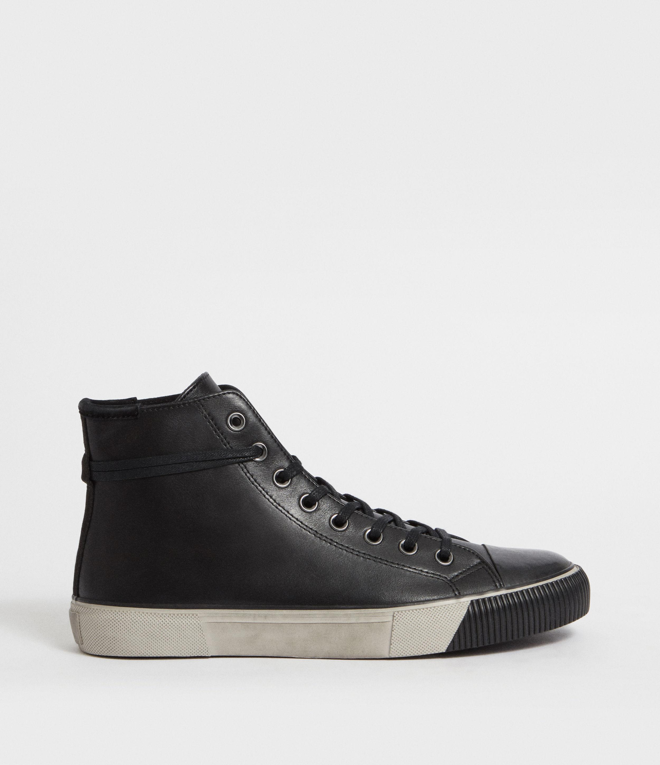 Lyst - AllSaints Osun Leather Hightop Sneaker in Black for Men