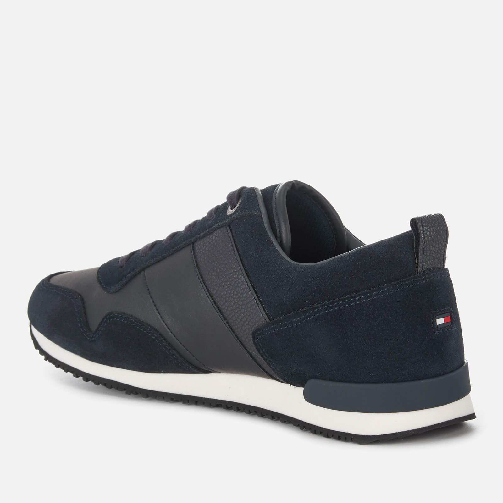 Tommy Hilfiger Iconic Leather Suede Mix Runner Style Trainers in Blue ...