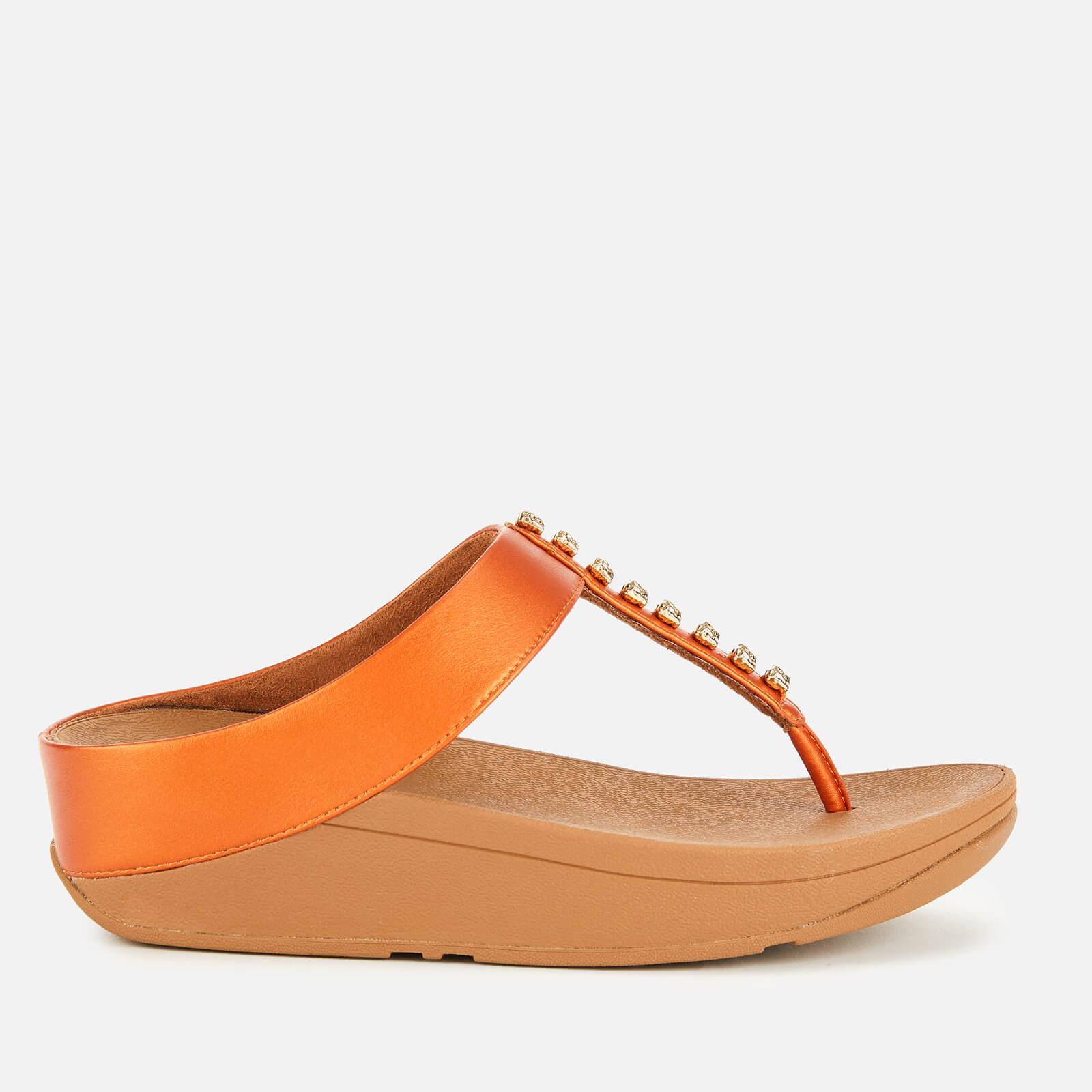 orange toe post sandals