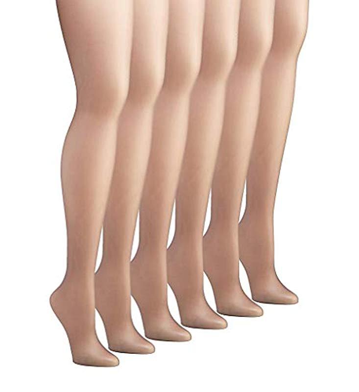 Hanes Noncontrol Top Sheer Toe Pantyhose 6pack in Black Lyst