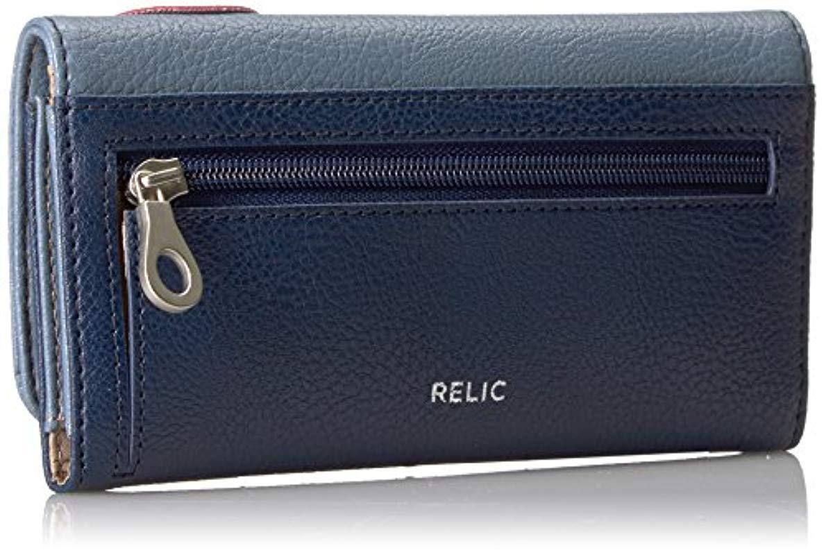 Fossil Relic Takeaway Checkbook Wallet Wallet in Blue Lyst