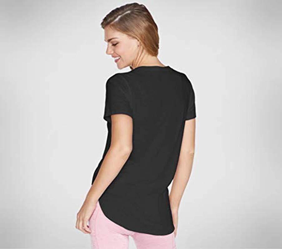 Skechers Blissful V Neck Short Sleeve Tunic Shirt in Black - Lyst
