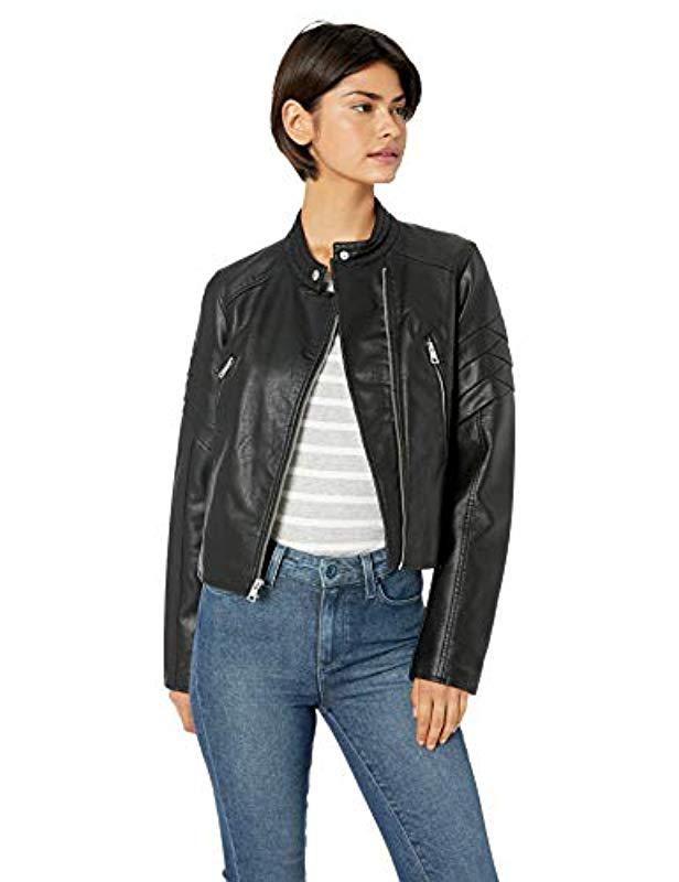Lyst Levi S Faux Leather Fashion Racer Jacket In Black Levi S Black Faux Leather Fashion Racer Jacket Lyst View Fullscreen