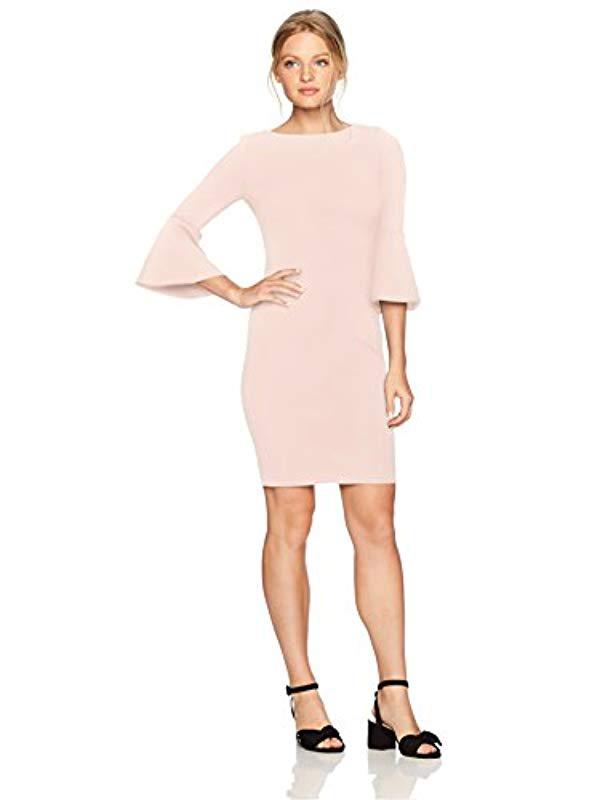 Lyst Calvin Klein Petite 3/4 Peplum Sleeve Sheath Dress in Pink